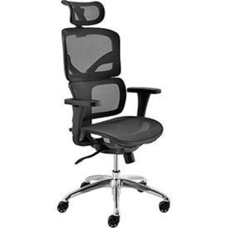 GLOBAL EQUIPMENT Interion    Ergonomic Chair With High Back   Adjustable Arms, Mesh, Black SL-F12ABK